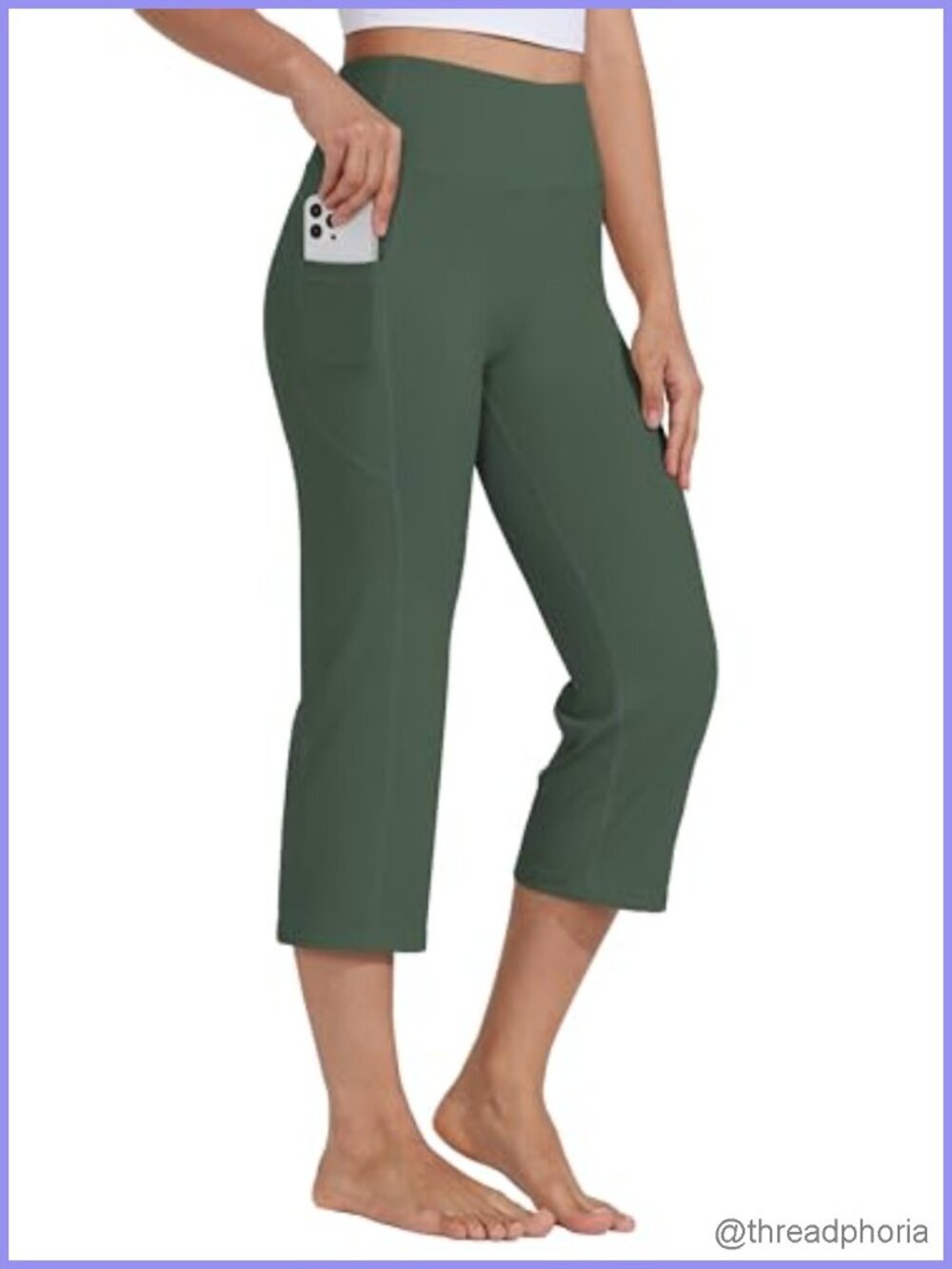 High Waist Yoga Capris with Pockets Moisture Wicking Straight Leg 21"